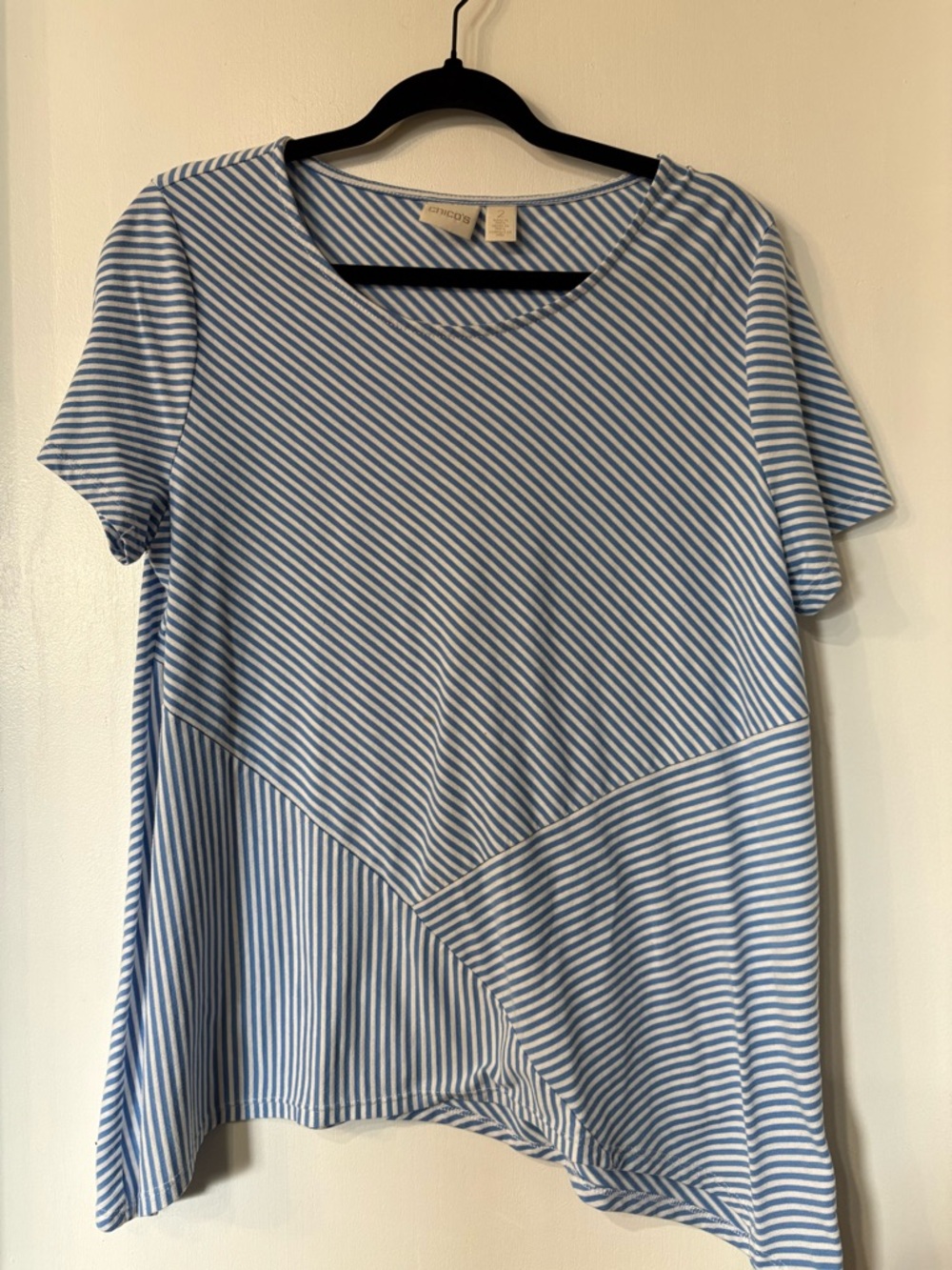 Soft Striped Women's Tee - Light Blue/White